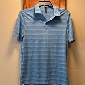 NWT Adidas Men's Aqua and Navy Striped Shirt - size Medium